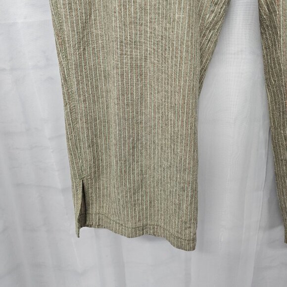 JH Collectibles Green Orange Striped Crop Pants Linen Blend Boho 12 - Picture 7 of 14